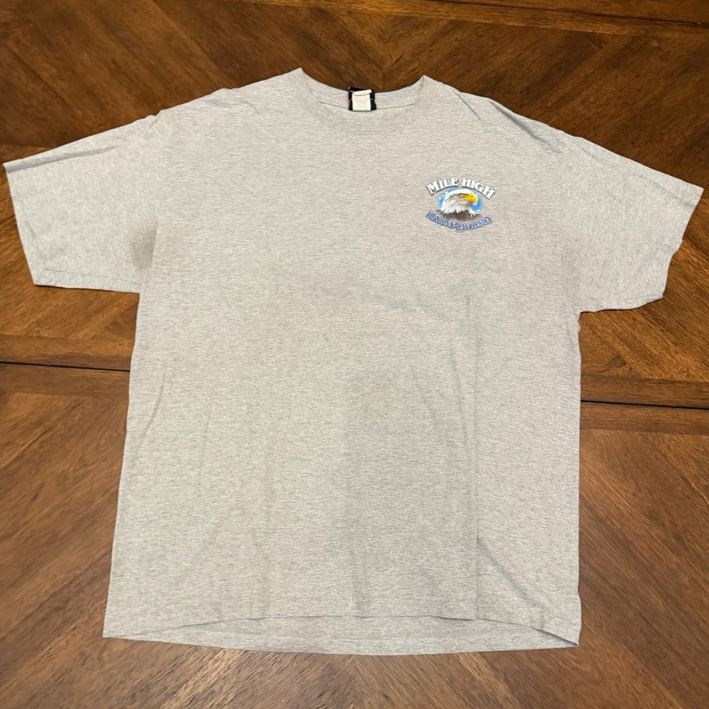 Harley Davidson Mile High‎ Denver Colorado T-Shirt Gray Eagle XL 2010 Mens